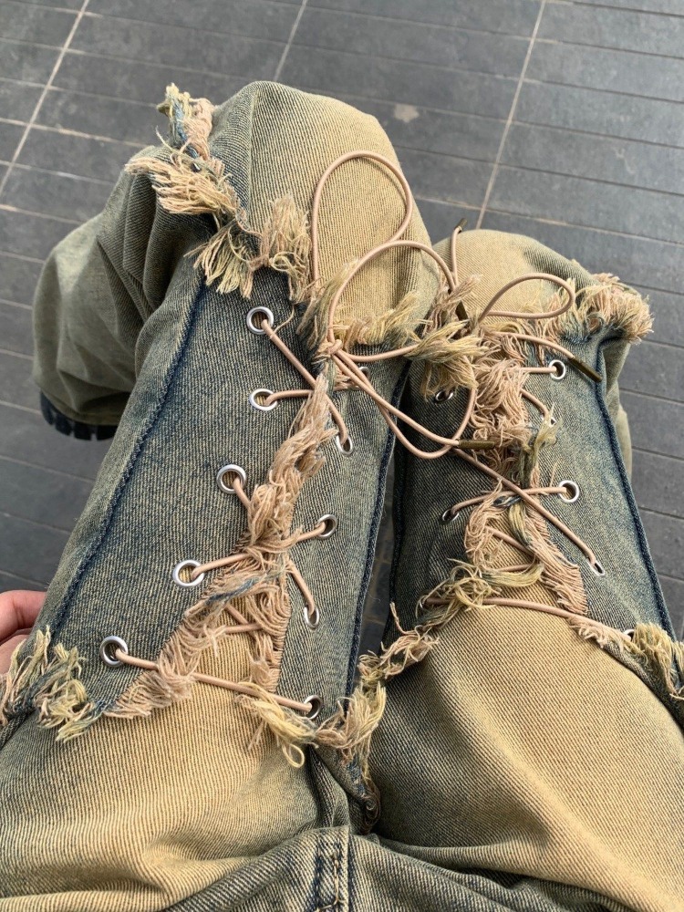 Celana kasual lurus Retro Amerika Oversize Y2k Grunge kaki lebar longgar pinggang tinggi 2025 Jeans bawah Bell baru wanita