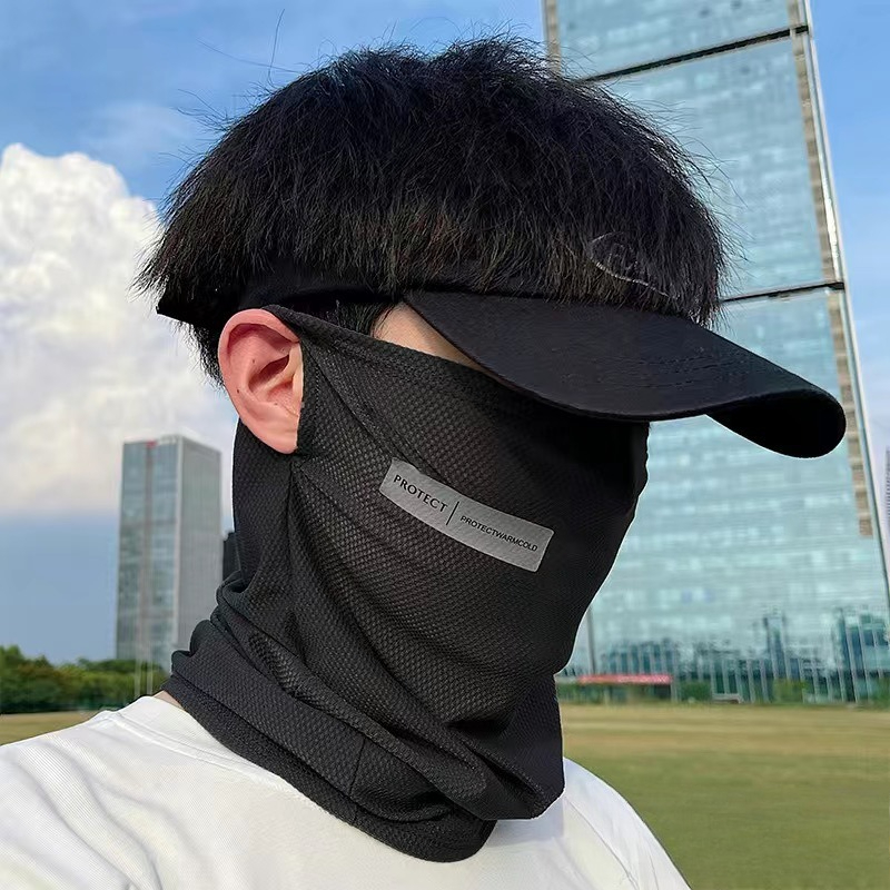 Anti Cursor Summer Men's Ice Sleeve Face Mask Driving Sun Protection Thin Ice Silk Loose Plus Size Hand Sleeves Men and Women