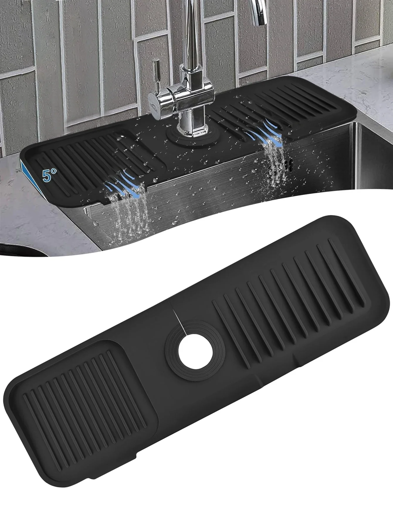 Almohadilla contra salpicaduras para grifo de cocina, alfombrilla protectora contra salpicaduras para grifo de fregadero de silicona, almohadilla de drenaje, Protector de encimera para utensilios de cocina multiusos