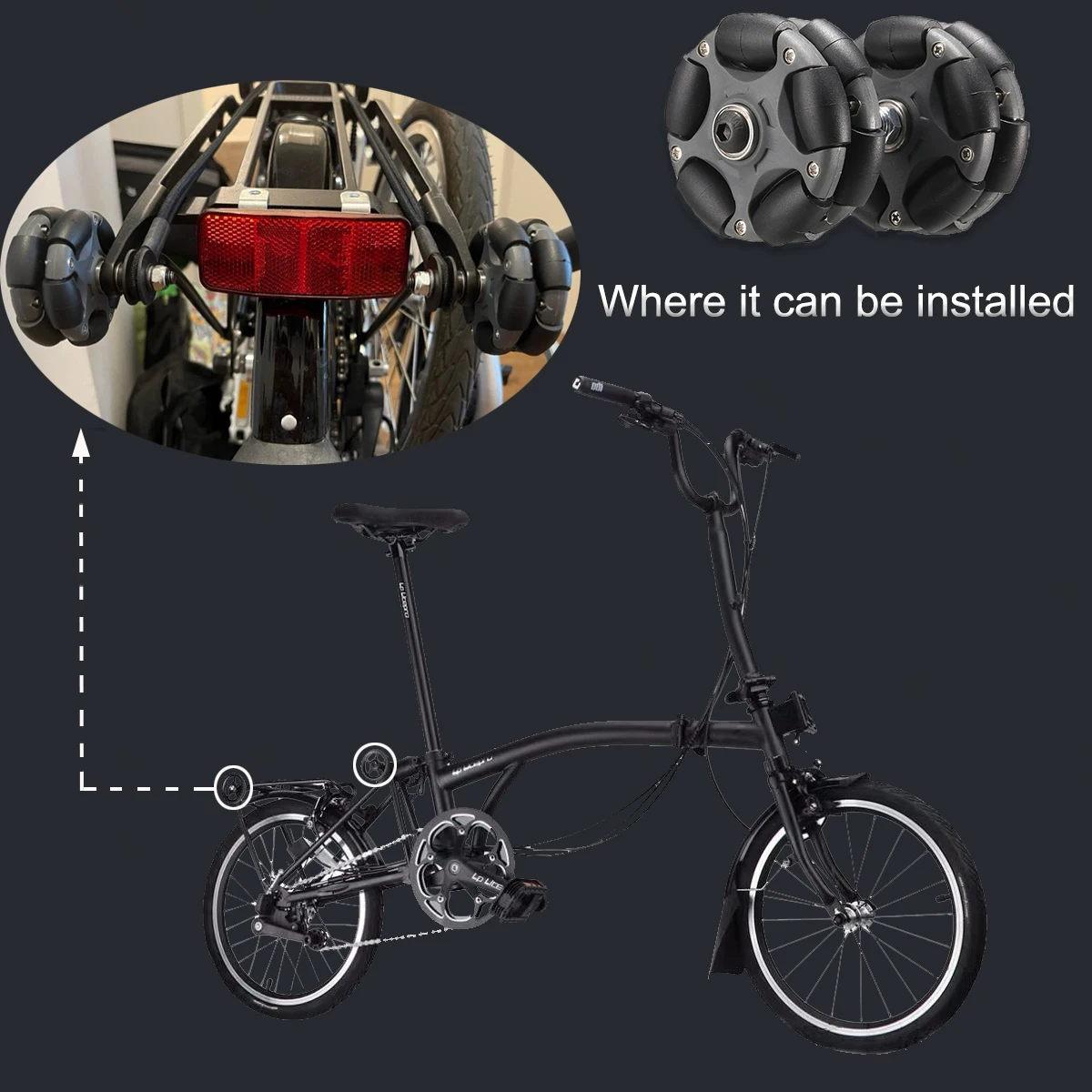 2 Chiếc 58 Nylon Omni Bánh Xe Dễ Dàng Lăn Bánh Xe Brompton Nối Dài Cần Kính Xe Đạp Phía Sau Hàng Hóa Giá Phần xe Đạp Gấp
