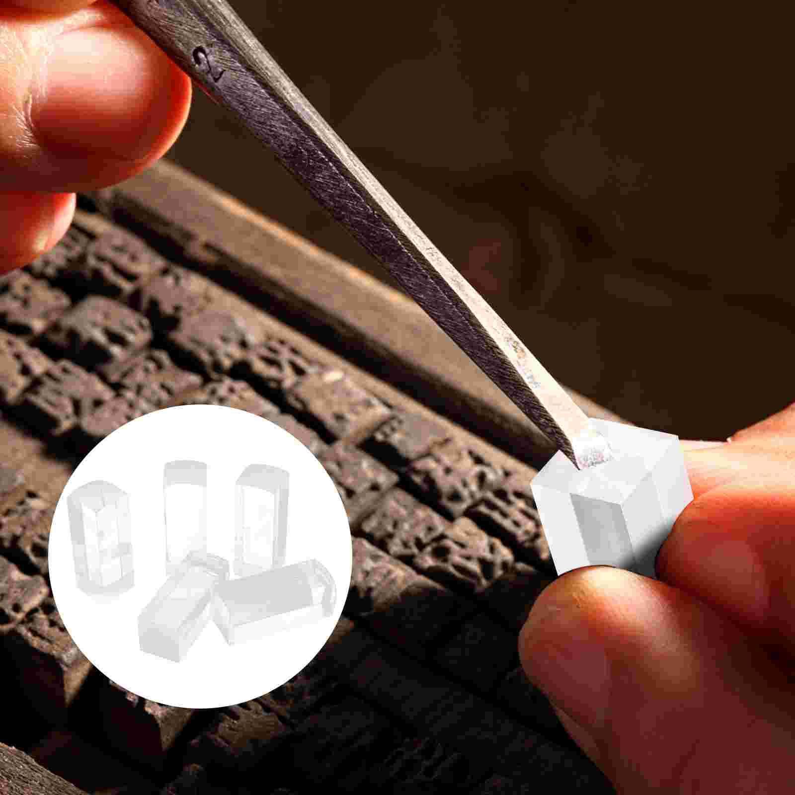 5 Stück transparente leere quadratische Siegel-Alphabet-Stempel aus Acryl, DIY-Werkzeug, Bastelnägel