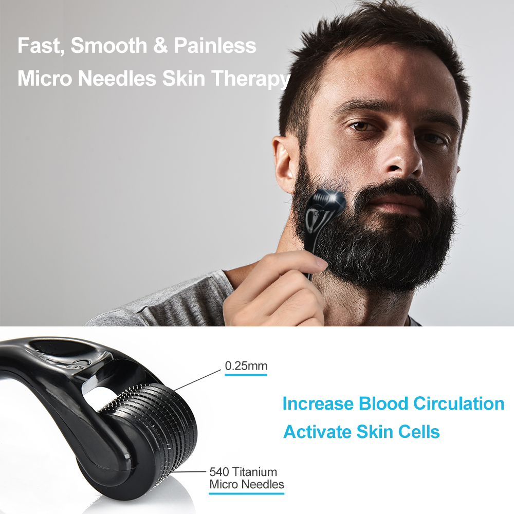 Kit de crescimento de barba 4 tamanhos, intensificador de cabelo, óleo essencial, hidratante, rolo de cera de cabelo, pente para homens, cuidados com estilo de barba