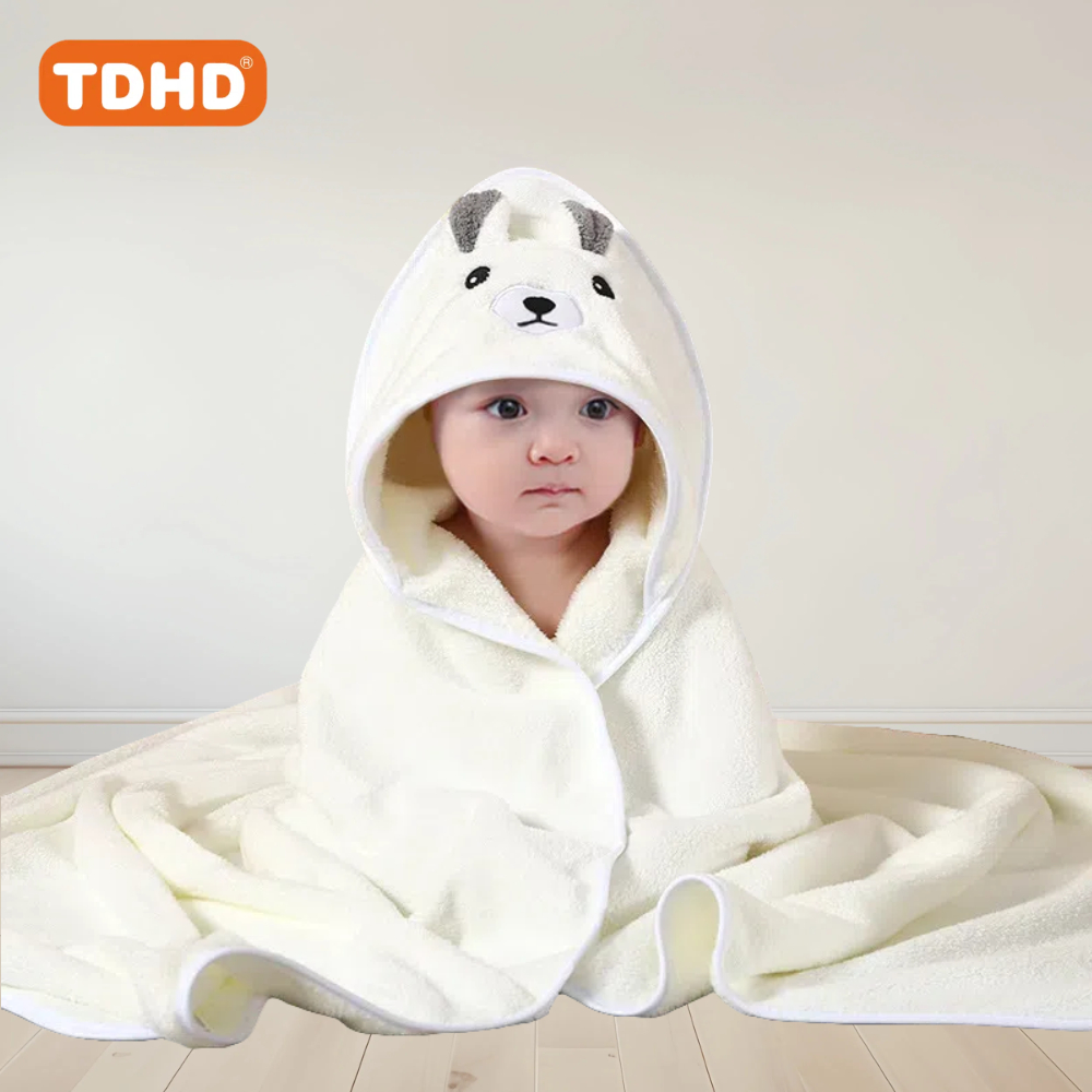 TDHD Kinderhanddoekmantel Sneldrogend koraalfluweel gewaad Cartoon Cape Baby Darling met capuchon