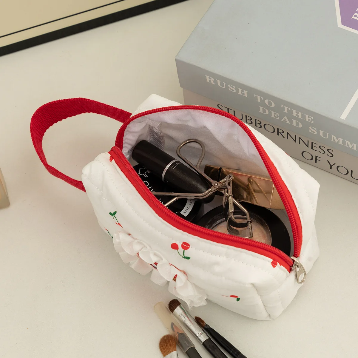 Simpatica borsa per trucco per gatti di grande capacità, custodia per cosmetici, organizer da toilette da viaggio per studenti