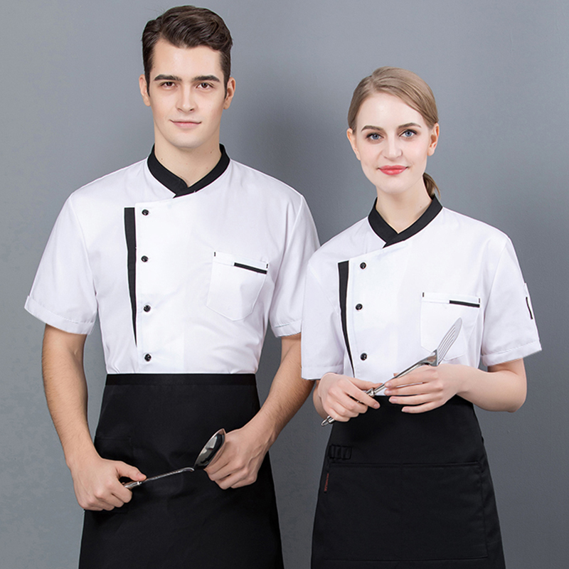 Uniforme da chef estiva Cucina Hotel Cafe Cucina Abiti da lavoro Camicia a maniche corte Catering Giacca da cuoco Top per uomo donna