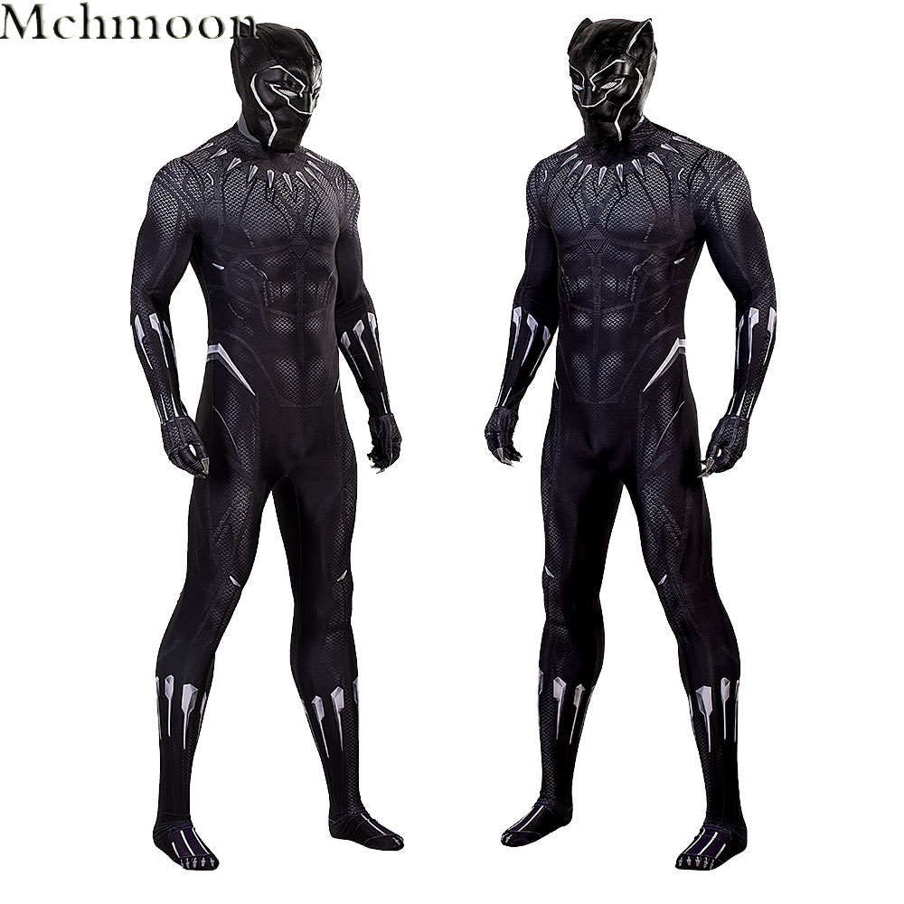 Topeng Kostum Raja Panther Wakanda Jumpsuit AA Pas Badan Halloween Kostum Cosplay Halloween