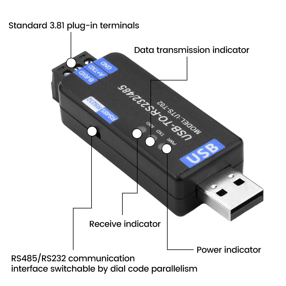 Communication Module USB to RS485/RS232 Bidirectional Half Duplex Serial Port Line Converter Industrial Grade Converter CH343G