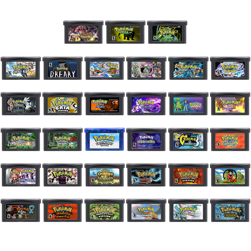 GBA ビデオ ゲーム カートリッジ 32 ビット ゲーム カード ポケモン エメラルド カイゾー ファイアレッド ロケット ラジカル レッド サイキック アドベンチャー ガイア ダーク バイオレット