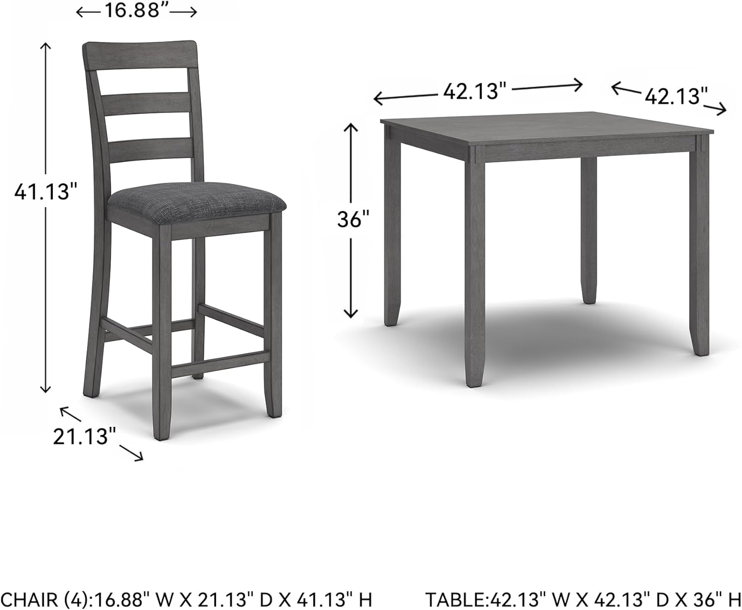Customizable Bridson 5 Piece Counter Height Dining Room Set, Includes Table & 4 Bar Stools, Gray