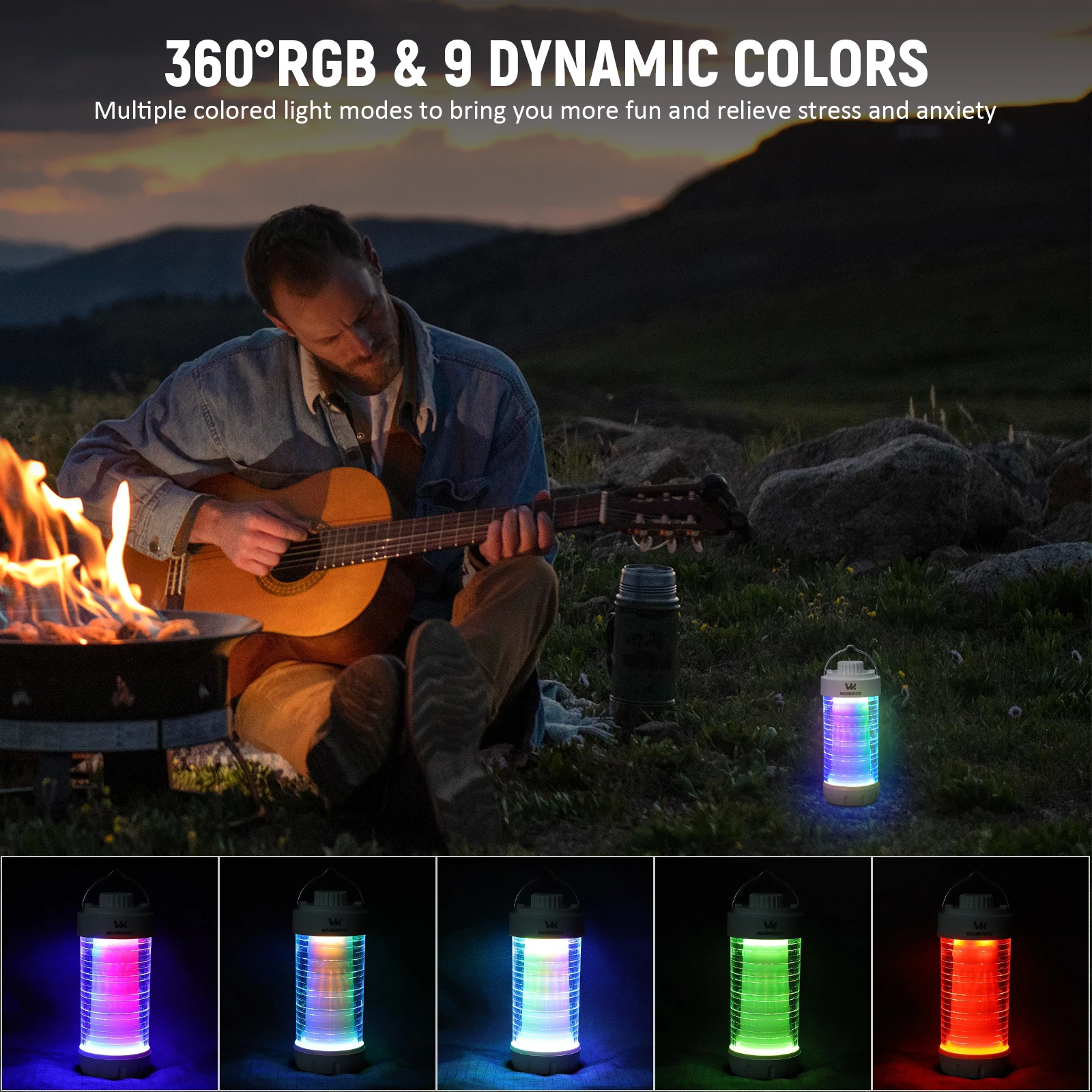 Wurkkos CL01 Camping Lantern 550LM Rechargeable LED Flashlight Waterproof EDC Work Light RGB Torch Power Bank Mini Magnetic Lamp