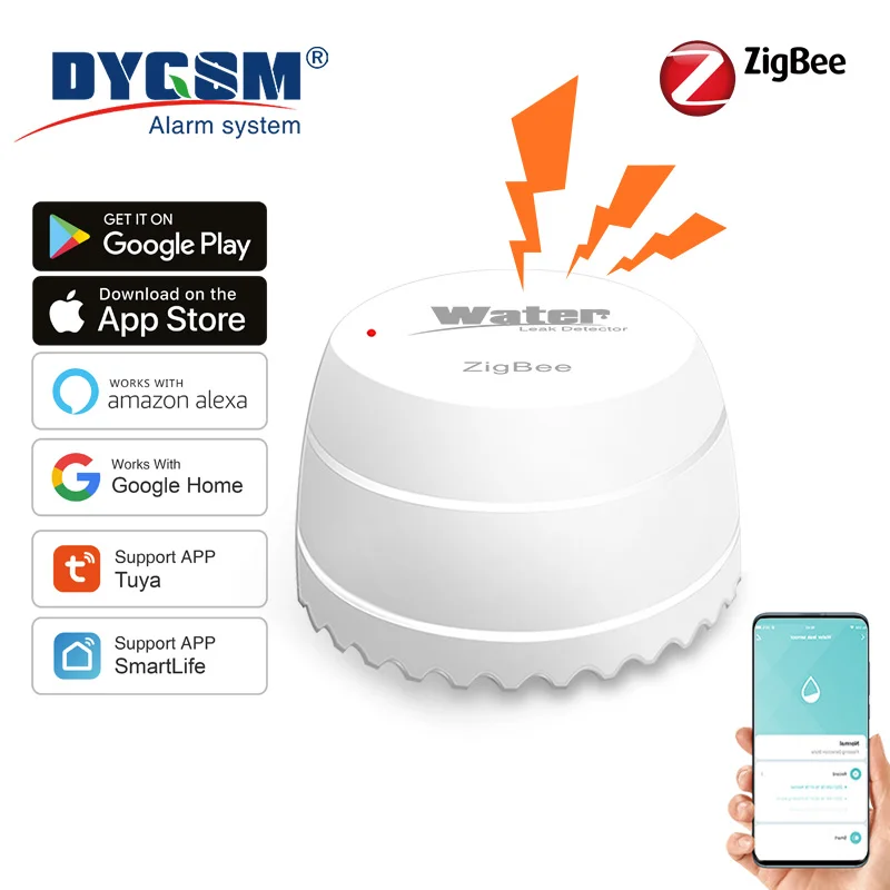 Tuya Smart Zigbee Waterlek Detector Overstromingssensor App Op Afstand Bewaken Overstromingswaarschuwing 55db Op Site Alarm Nodig Zigbee Hub
