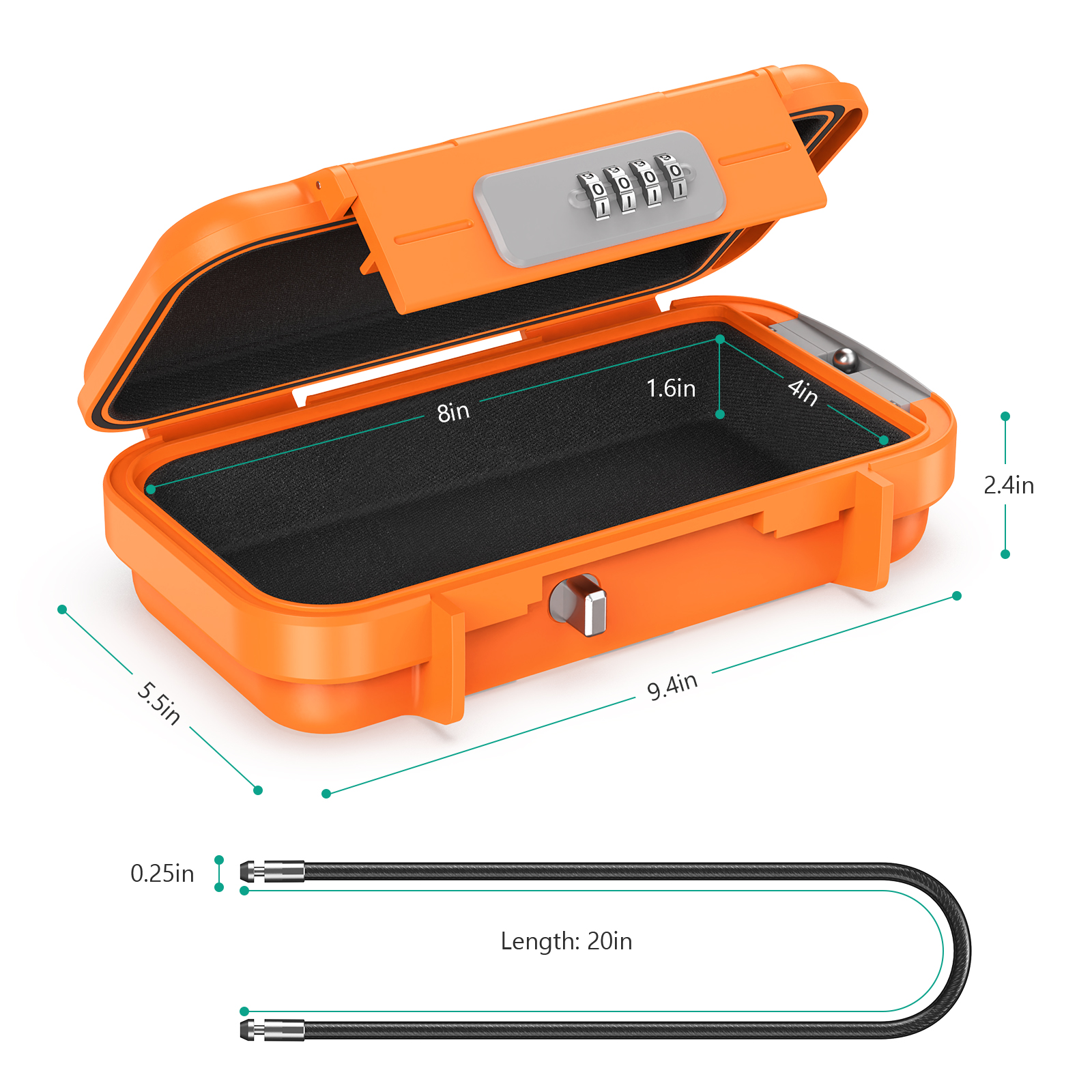ORIA Portable Safe Box Combination Security Case Lock Box with Code Travel Safe Box Outdoor Sports Security Storage Key Box