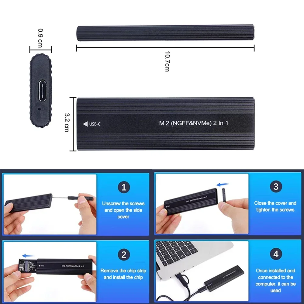 Корпус M.2 NVME NGFF SATA Корпус M2 SSD с двумя протоколами USB 3.1 Тип C SSD-адаптер 10 Гбит/с к NVMe SATA Внешний жесткий диск