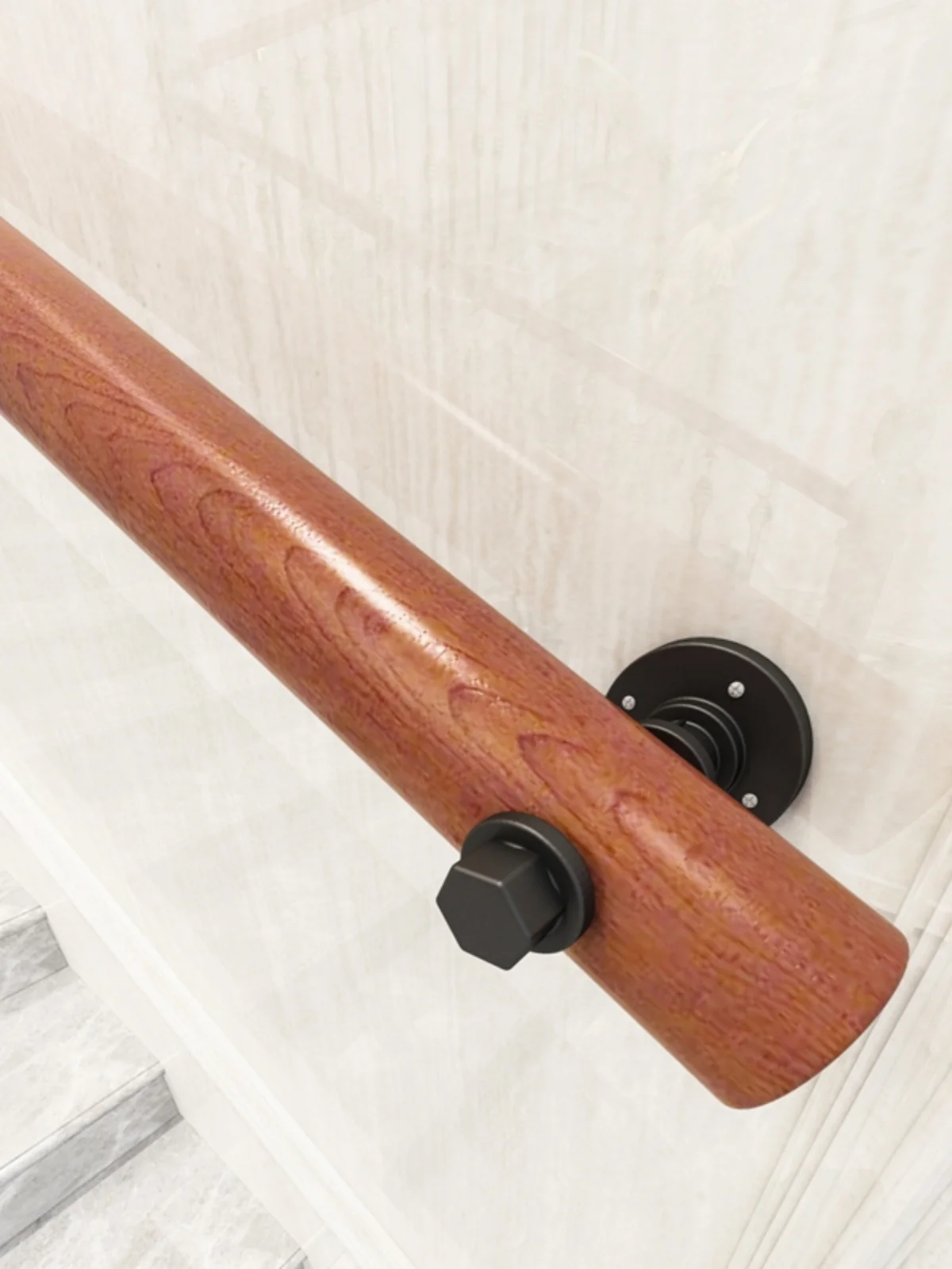 Round staircase handrails domestic solid wood against the wall indoor non-slip handle children and the elderly safety
