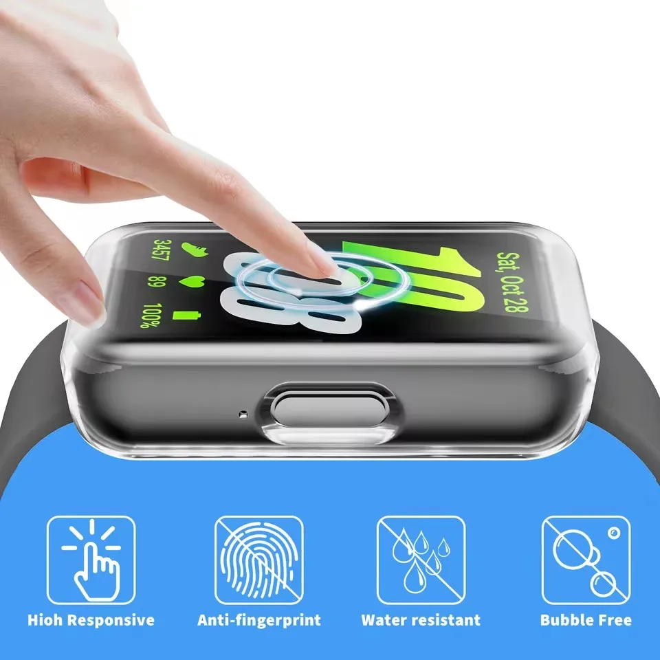 Funda completa para Samsung Galaxy Watch Fit 3, parachoques chapado en TPU suave, carcasa protectora completa para reloj