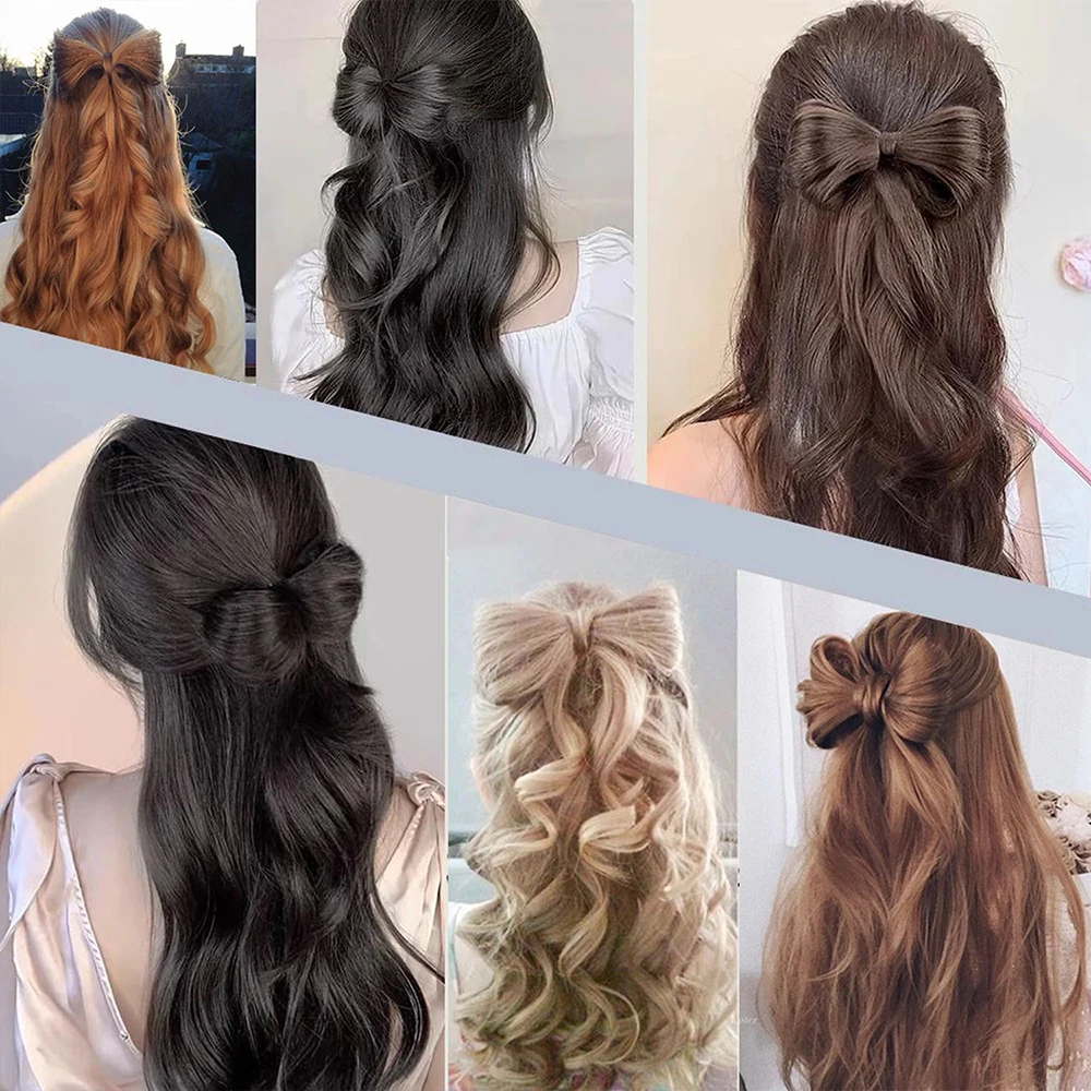 AZQUEEN Synthetic Bowknot Claw Chignon Ponytail Light Long Curly Wavy Ponytail Extensions Elegant For Daily Use Hair Accessories