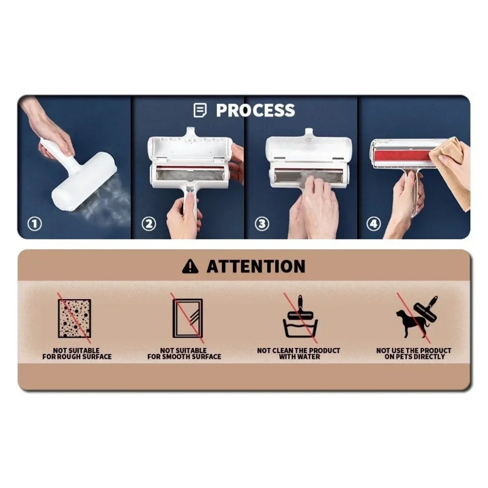 Rolo removedor de pêlos de animais de estimação-removedor de pele de cachorro e gato com base autolimpante-ferramenta eficiente de remoção de pêlos de animais-perfeito para móveis