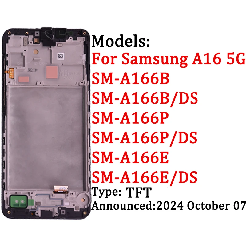 For Samsung A16 4G SM-A165F LCD Display Touch Screen Digitizer Assembly For Samsung A16 5G A166 SM-A166B LCD Screen