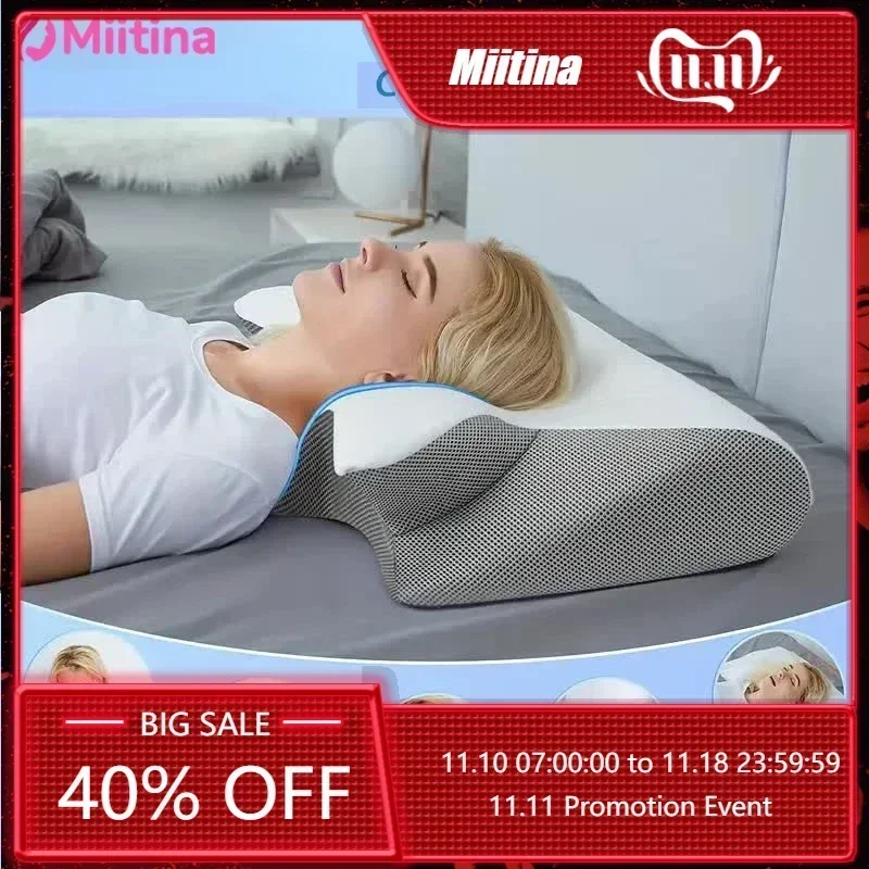 Almohada Cervical de espuma viscoelástica, almohada ortopédica de contorno ergonómico 2 en 1 para almohadas de soporte para el dolor de cuello, reemplazo de funda de almohada, 1 ud.