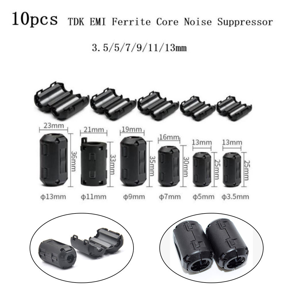 10 pz TDK Nucleo di Ferrite Choke Clip Soppressore di Rumore Anello Filtro Morsetto del Cavo RFI EMI Per Cavi Audio/Video Cavo di Alimentazione