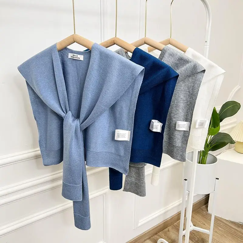 Cobertor de Ombro Tricotado Azul com Design de Nó para Quarto com Ar Condicionado Estilo F em Fibra de Poliéster Prima...