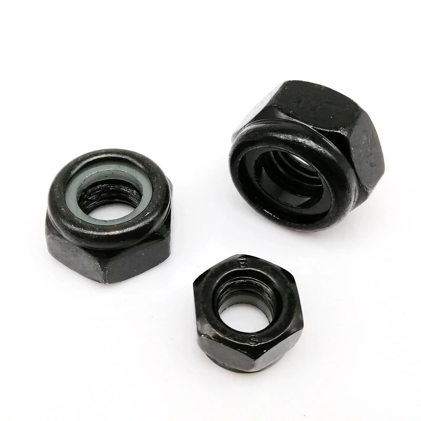 200pcs DIN985 Hexagon Nylon Insert Self Locking Nut Nylock Locknut Assortment Kit Set M2 M2.5 M3 M4 M5 M6 M8 Black Carbon Steel