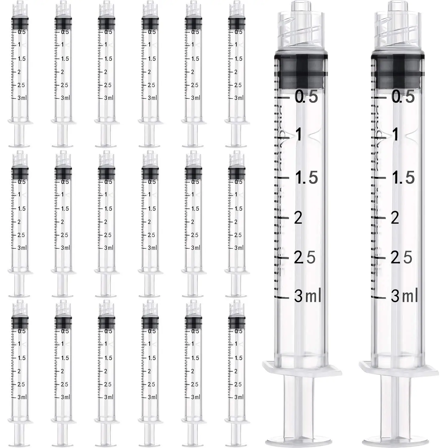 3ml/cc, Sterilized Individually Wrapped Disposable Plastic Syringes with No Needle for Lab use, 100pcs