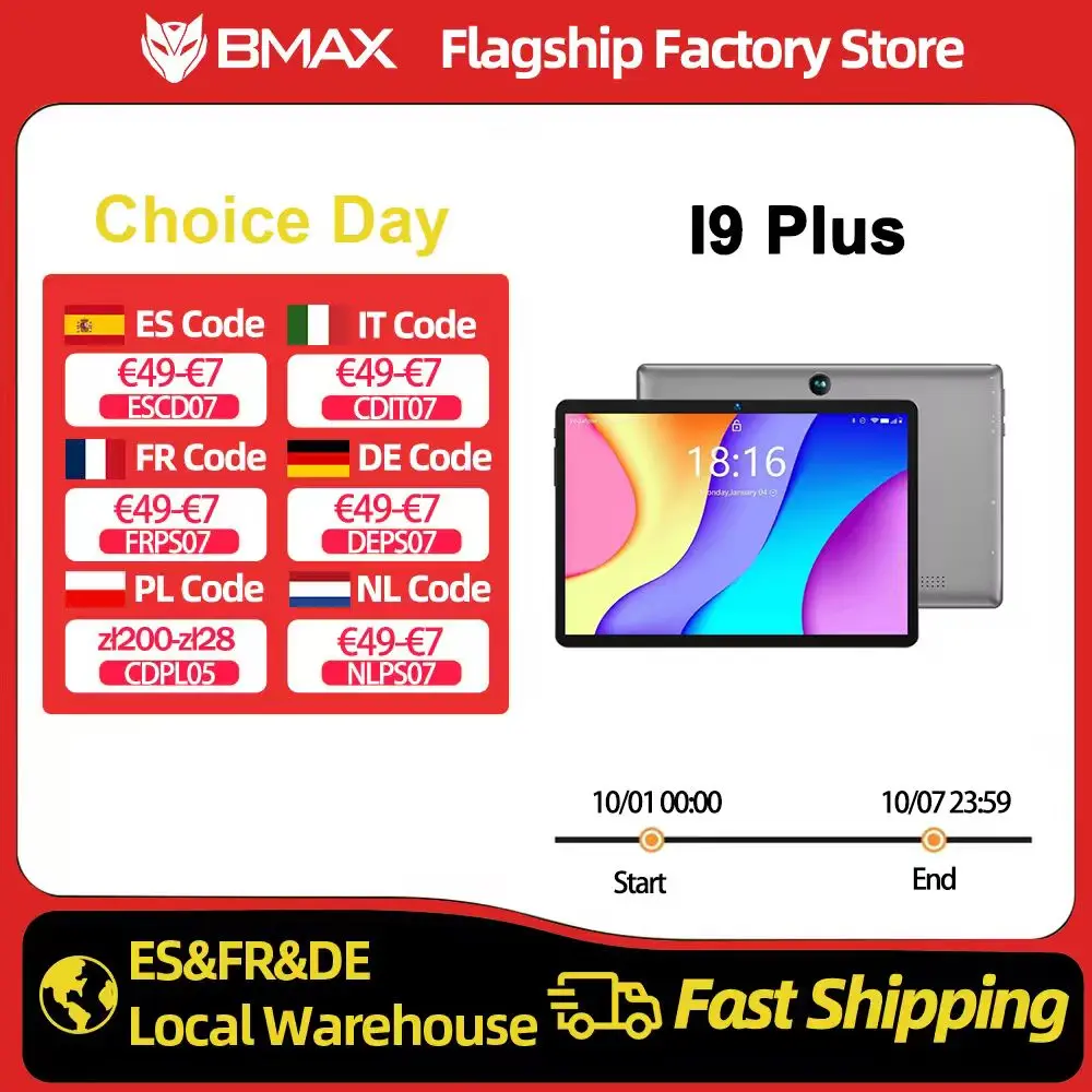 Bmax Kids Tablet I9 Plus Android 15 Gpu G522ee 8Gb Ram 64Gb Rom 10.1 Inch Allwinner Rk3562 Quad Core Port Tablets Pc Wifi 6