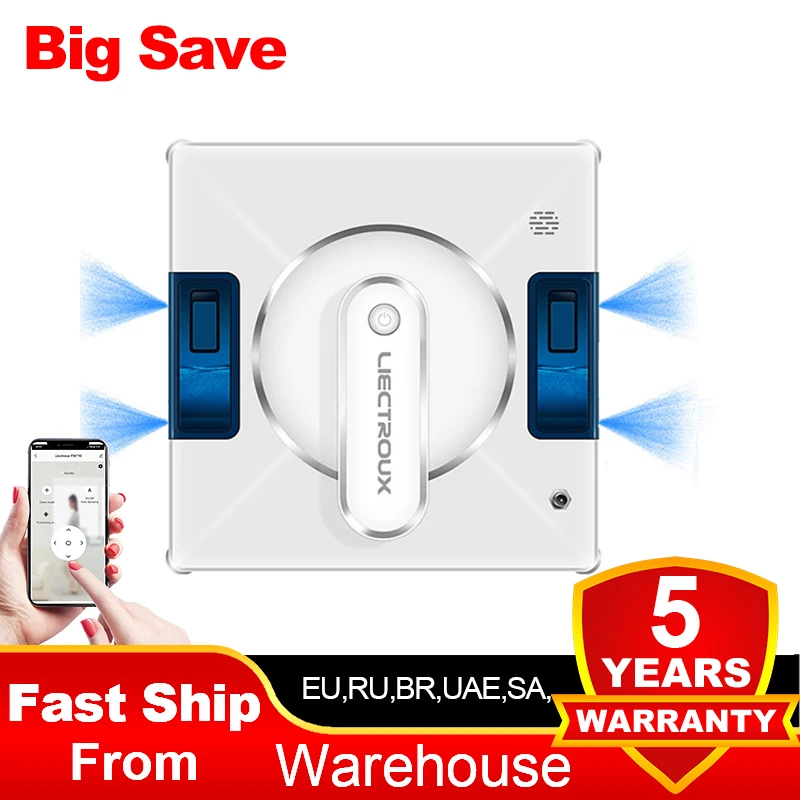 (código promocional: AEWD55) Robot Limpiacristales Liectroux YW509, Pulverizador de Agua de 4 Vías, Alta Succión al Vacío, Sensor Láser, Robot de Limpieza de Cristales de Pared en el Hogar, Navegación Inteligente