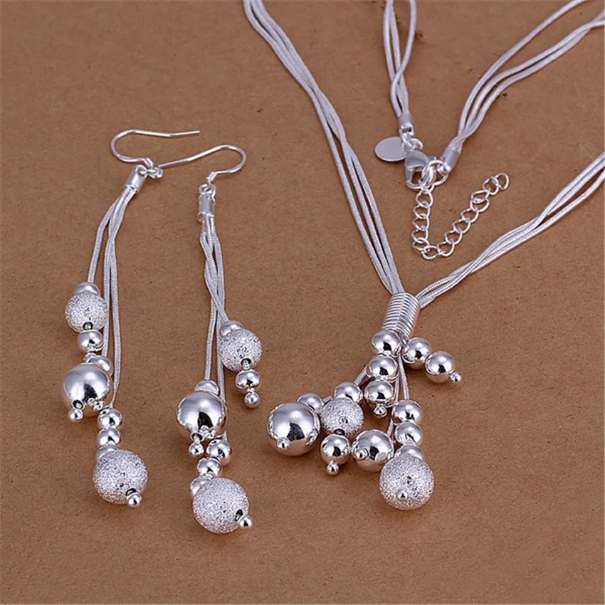 Dijes de boda, joyería de plata de ley 925, bonito colgante a la moda, collar, pendientes, conjunto de fiesta para mujer, estampado de alta calidad