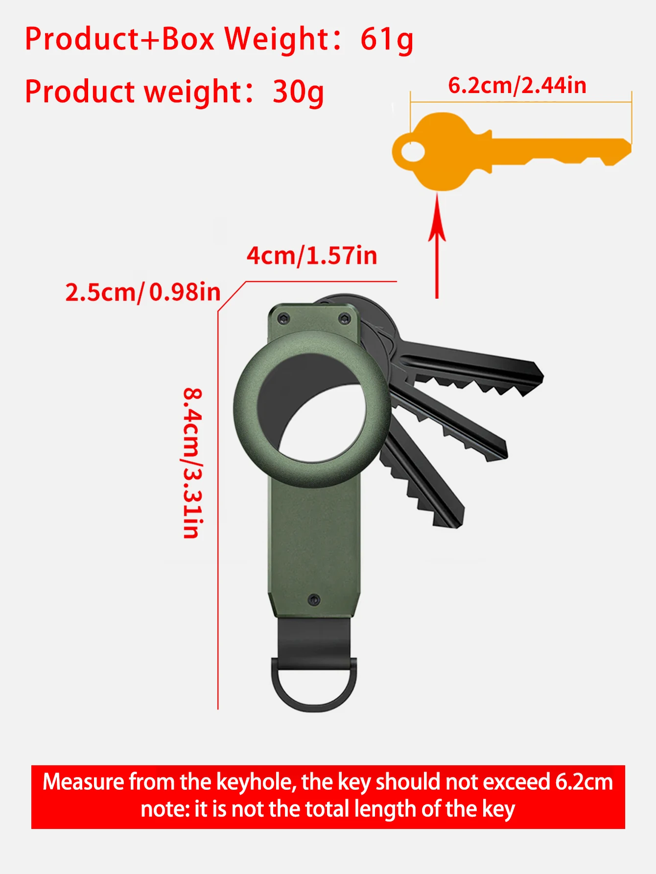 Key Organizer For Men-Compact Metallic Key Holder Minimalist Innovative Keyholder For Airtag Holder | Keychain Secures 2-5 Keys