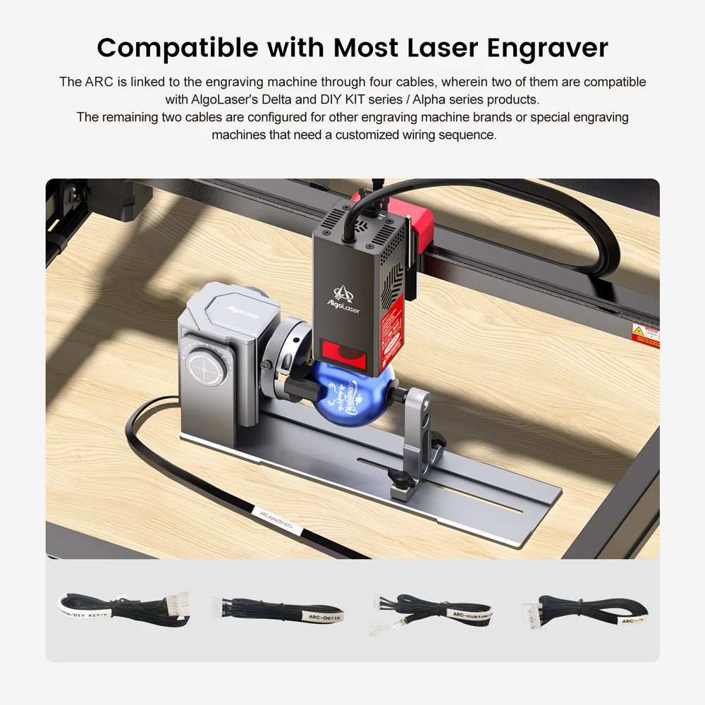 Algolaser Multi-function Chuck Rotary for Laser Engraver Rotation Roller 180° Adjustment for Engrave Rings, Spherical Objects