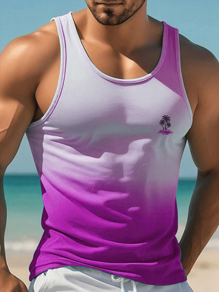 Novedad de verano, camiseta informal sin mangas con estampado 3D para hombre, estilo Hawaiano, chaleco de cuello redondo a la moda para hombre, chaleco de playa al aire libre para hombre 2025
