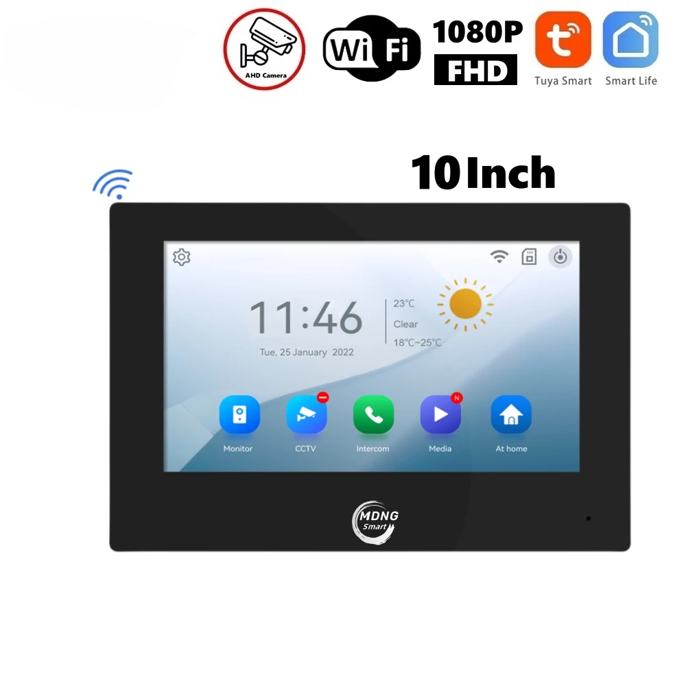 7/10 Polegada AHD Tuya Smart WIFI Tela interna IPS Tela de toque completa para sistema de intercomunicação de vídeo doméstico