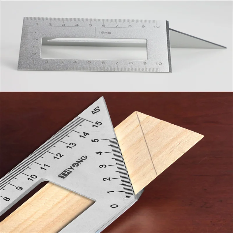 Regla angular de aleación de aluminio, regla para carpintería, regla de giro de 90 y 45 grados, regla de medición tirangular multifuncional, herramientas para carpintería