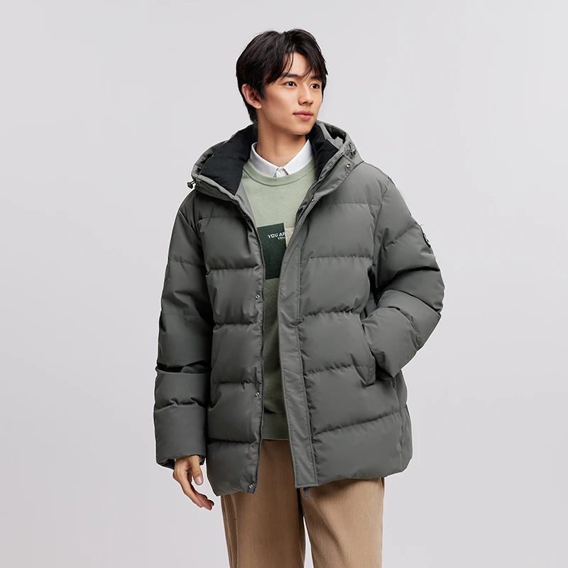 Semir jaqueta masculina 2025 inverno novo casaco versátil grosso de comprimento médio com capuz