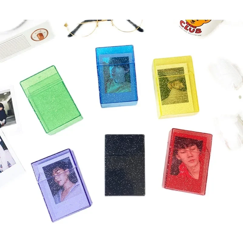 Photo Card Storage Box Holder Ins Transparent Blingbling Box Case Container Idol Kpop Albumes Photo Storage Box Stationery
