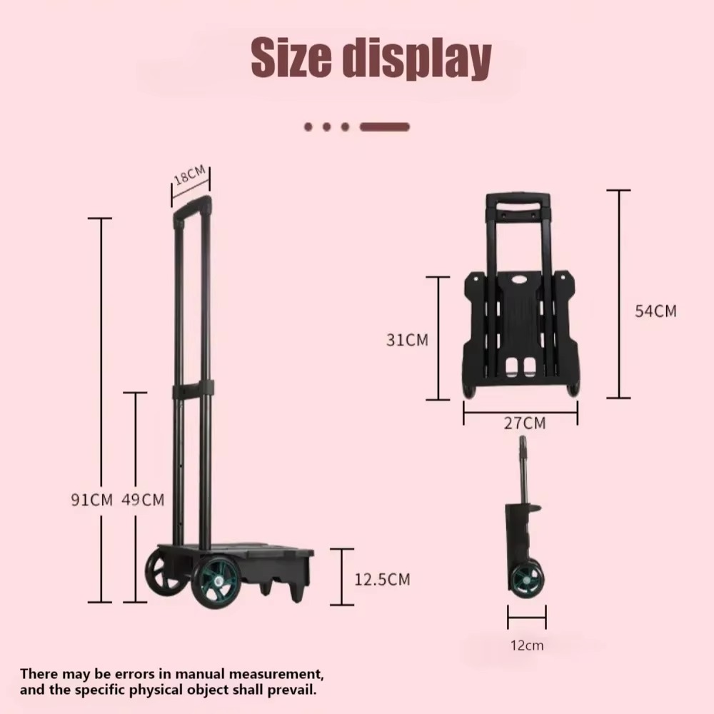 Folding Shopping Cart Household Lightweight Shopping Trolley Pull Rod Hand Pulled Car High-capacity Portable Waterproof Trailer