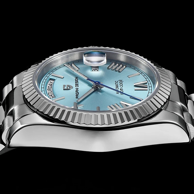 Pagani Design Week Kalender Typ Luxus Herrenuhr 100M wasserdicht AR Saphir mechanische Uhr ST16 Edelstahl Herrenuhren