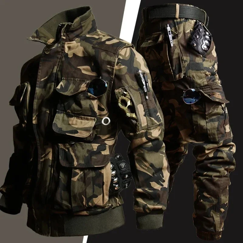 Herren Tarnset Multi Pocket taktische Jacke Jagd Cargo hose 2-teilig im Freien verschleiß fest wind dicht Trainings anzug neu