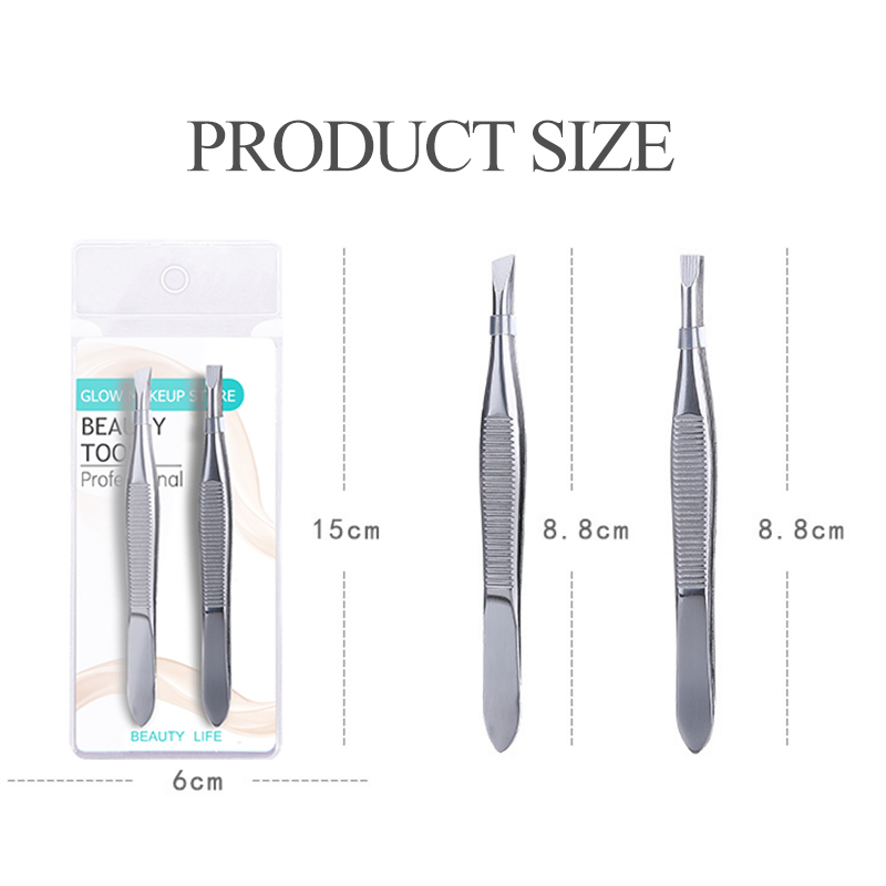 2 Cái/bộ Inox Chuyên Nghiệp Tóc Kẹp Lông Mày Mặt Tóc Nhíp Dụng Cụ Trang Điểm Pinset