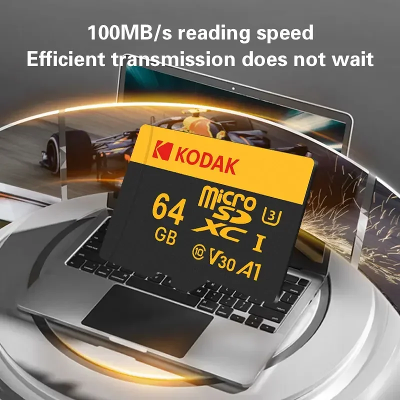 2Pcs Kodak Original Micro TF SD Cards 64GB U3 V30 Flash Card 4K Full HD Memory Card TF Memory for Phone/Computer with SD Adapter