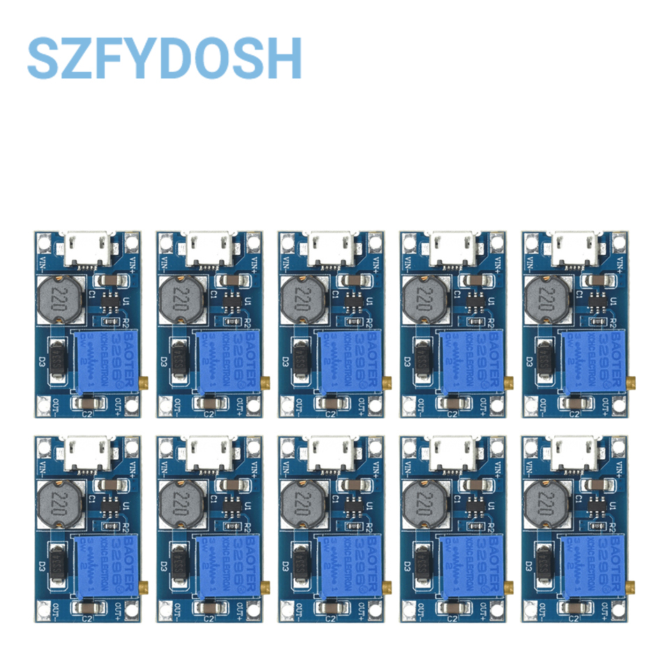 5/10 Uds MT3608 DC-DC TYPE-C Micro módulo de refuerzo ajustable 2A DC módulo convertidor elevador de potencia 2V-24V a 5V 9V 12V 28V