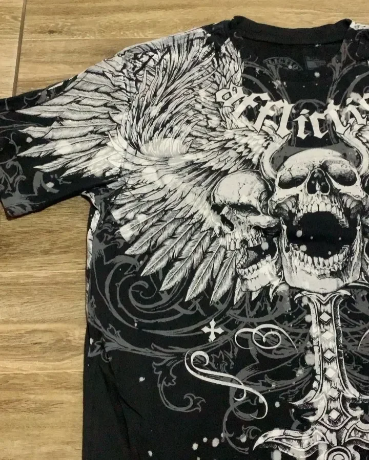 Camiseta Retro de enganche Y2K para mujer, ropa de calle de estilo gótico con estampado de calavera y Cruz, camisetas gráficas de moda