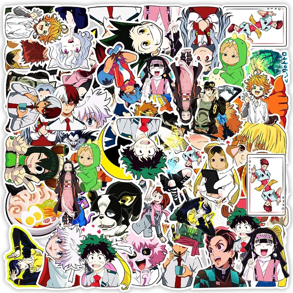 10/30/50 pçs mix anime mangá meu herói academia caçador × caçador adesivos diy carro portátil skate telefone decoração adesivo crianças brinquedos