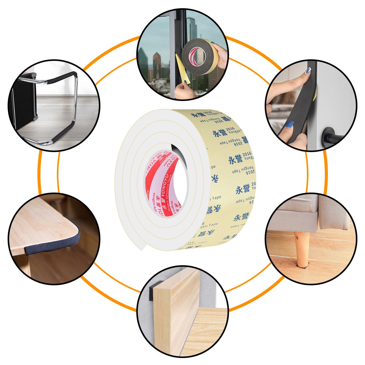 Rubber Self Adhesive Sponge Seal Strip Single Sided Adhesive EVA Black Foam Anti-collision Seal Gasket Width10-50mm Thick 1-5mm