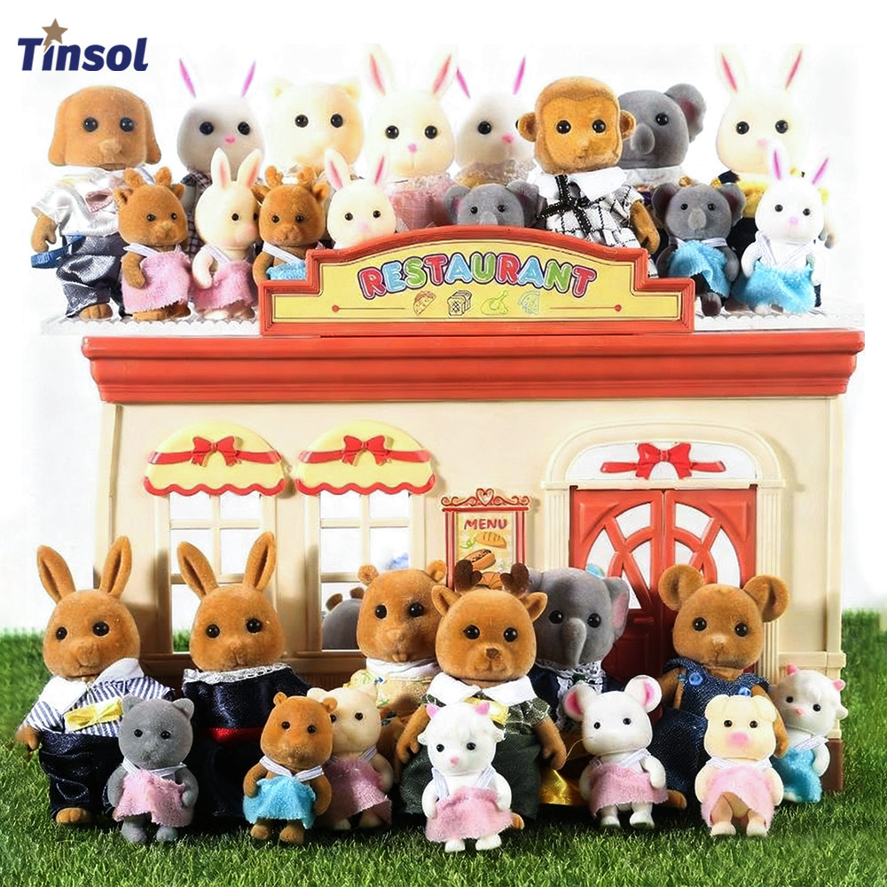 TINSOL 2025, neues Modell, simuliertes Waldkaninchen, Familie, DIY-Spielzeug-Set, Mini-Kaninchen- und Bärenpuppen, Kinderspielset, Weihnachtsgeschenk