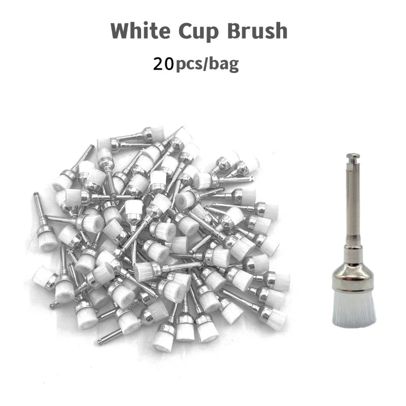 20pcs ทันตกรรมแปรงขัดไนลอนชามรูปร่างที่มีสีสันทันตกรรม Prophy แปรง Prophylaxis แปรงสําหรับ Contra-Angle Handpiece