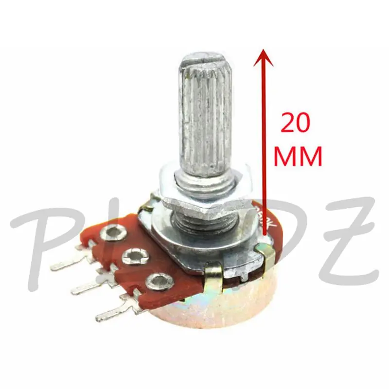 Potenciómetro único de longitud de eje, 5 piezas, WH148, 3 pines B, 1K, 2K, 5K, 10K, 20K, 50K, 100K, 250K, 500K, 1M, 20 L20 mm