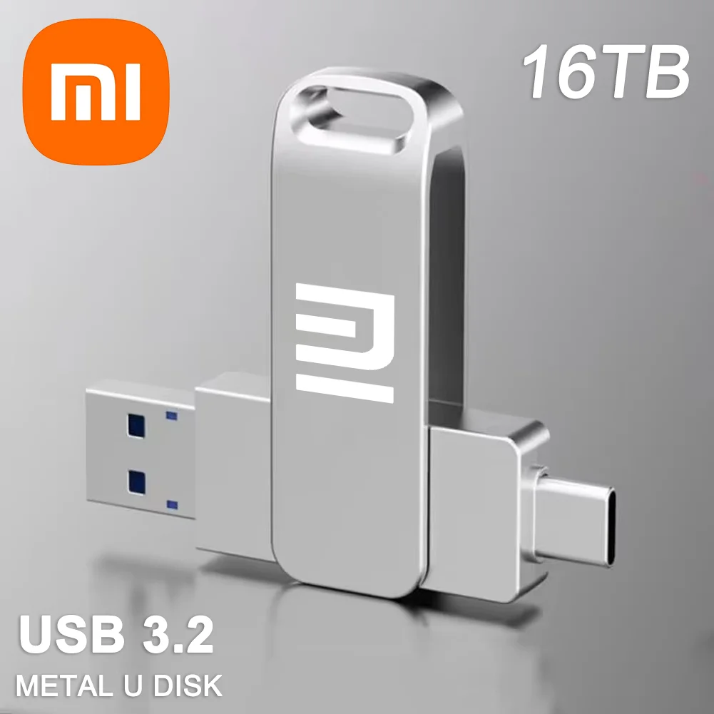 Unidad Flash Xiaomi de 16TB USB 3,2, unidad Flash de súper alta velocidad, transferencia de Metal, Mini unidad de pluma de disco U, disco de memoria tipo C, unidad SSD U